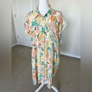 NWT Heyson Abstract Botanical Beach Midi Dress Size 1X